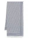 Fendi Ff Motif Cotton Scarf With Fringed Edge