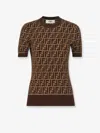 Fendi Women Ff Cotton Sweater In Brown