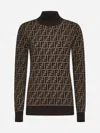 Fendi Ff Jacquard Turtleneck Sweater In Brown