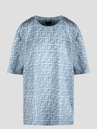 Fendi Ff Cotton T-shirt In Blue