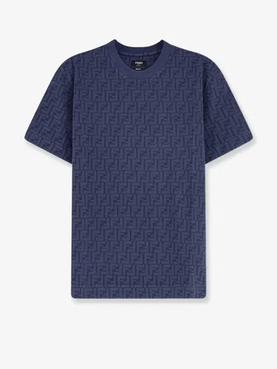 Fendi Ff Cotton T-shirt In Blue
