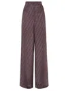 Fendi Pantaloni Ff Crepe Satin In Pink & Purple