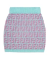 Fendi Multicolour Crocheted Cotton Junior Mini Skirt In Blue