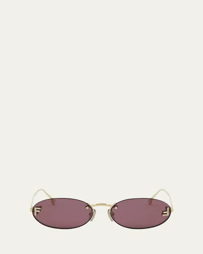 FENDI FF CRYSTAL METAL OVAL SUNGLASSES