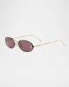 Fendi Rimless Oval-frame Crystal-embellished Gold-tone Sunglasses In Shiny Endura Gold Violet