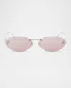 Fendi Ff Crystal Metal Oval Sunglasses In Purple