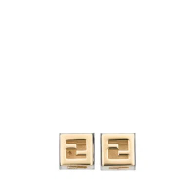 Fendi Ff Cube Earrings In Gold