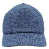 Fendi Men Embroidered Denim Baseball Cap In Blue