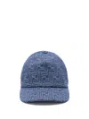Fendi Men Embroidered Denim Baseball Cap In Blue
