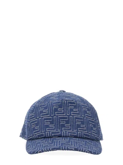 キャップ FENDI FF DENIM BASEBALL CAP Fendi Ff Denim Baseball Hat In Blue | ModeSens