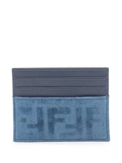 Pre-owned Fendi Ff Denim Card Case In Blue