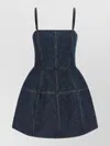 Fendi Ff Denim Dress Fitted Bodice Straps In Blue