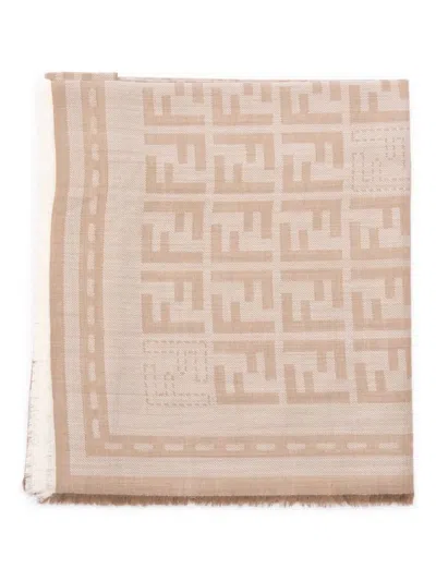 Fendi Ff Denim Effect Shawl In Neutral
