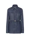 Fendi Go-to Denim Shirt Jacket With Quilted Ff Motif Clothing In Blue