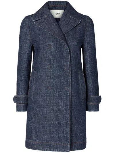 Fendi Ff Denim Jacket In Blue