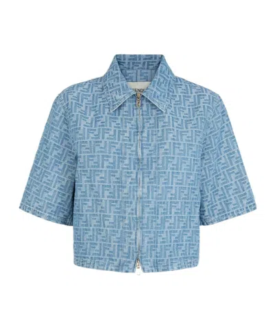 FENDI FENDI FF JACQUARD ZIPPED DENIM JACKET