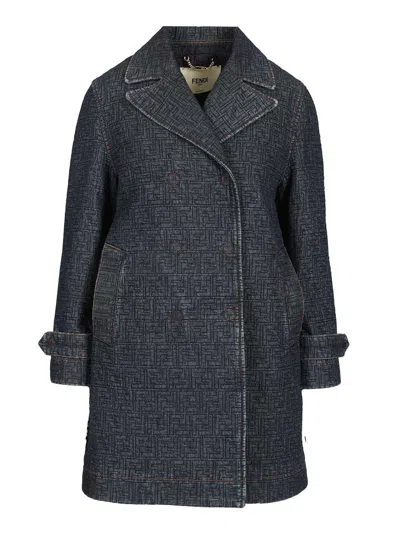 Fendi Ff Denim Jacket Jackets Blue