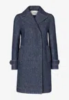 Fendi Padded Denim Caban Coat Double Breasted In Blue
