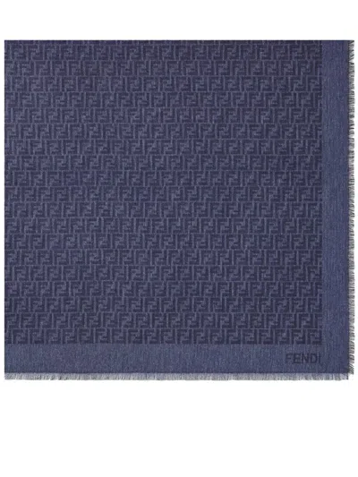 Fendi Ff Denim Shawl Accessories In Blue