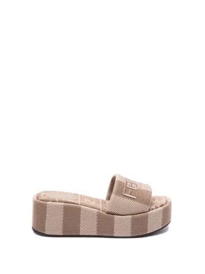 FENDI `FF` DENIM SLIDES