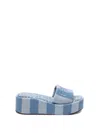 Fendi Sunshine Stripe Logo Platform Sandals In Blue