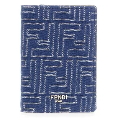 Fendi Ff Denim Squared Compact Card Holder In ["blue"]