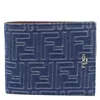 Fendi Denim-effect Ff Jacquard Bi-fold Wallet In Blue