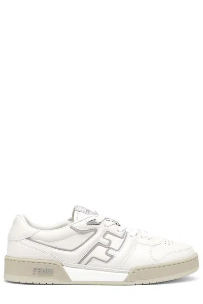 Fendi Leather Sneakers With Ff Lateral Logo In White
