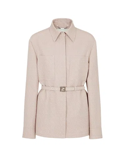 Fendi Ff Diagonal 3d Wool Blazer In White