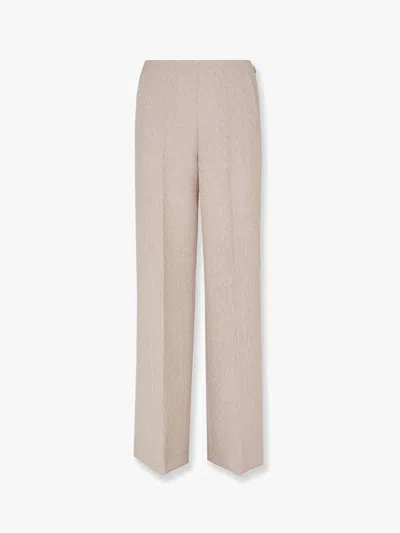 Fendi Ff Diagonal 3d Wool Trouser In Neutral