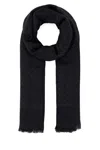 Fendi Ff Diagonal Silk Shawl In Blue