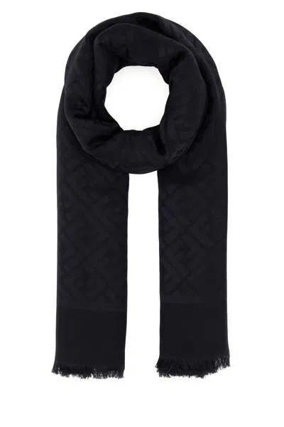 Fendi Ff Diagonal Silk Shawl In Blue