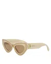 Fendi Ff Diamond Cat Eye Sunglasses, 52mm In Beige/brown Solid