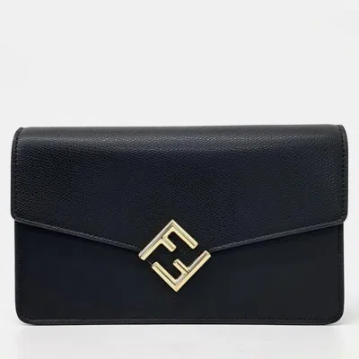 Pre-owned Fendi Ff Diamond Chain Bag In Black