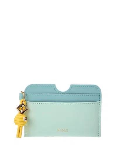 Fendi Ff Diamond Leather Card Case In Blue