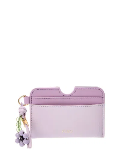 Fendi Ff Diamond Leather Card Case In Purple