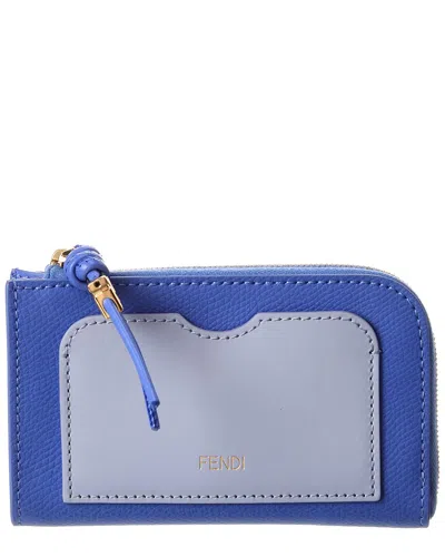 Fendi Ff Diamond Leather Coin Purse In Blue