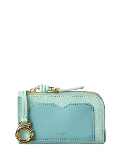 Fendi Ff Diamond Leather Coin Purse In Green