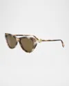 Fendi Ff Diamond Logo Acetate & Nylon Cat-eye Sunglasses In Havanaother Brown