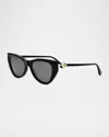 Fendi Smoke Cat Eye Ladies Sunglasses Fe40135i 01a 135 In Black