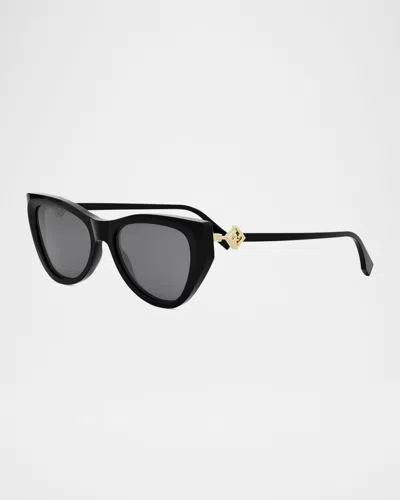FENDI FF DIAMOND LOGO ACETATE & NYLON CAT-EYE SUNGLASSES