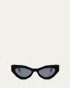 Fendi Ff Diamond Logo Acetate Cat-eye Sunglasses In Shiny Black Blue