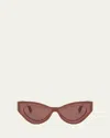 Fendi Ff Diamond Logo Acetate Cat-eye Sunglasses In Shiny Red Violet