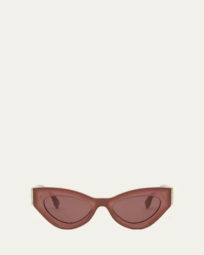 Fendi Ff Diamond Logo Acetate Cat-eye Sunglasses In Shiny Red Violet
