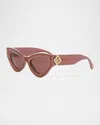 Fendi Ff Diamond Logo Acetate Cat-eye Sunglasses In Red