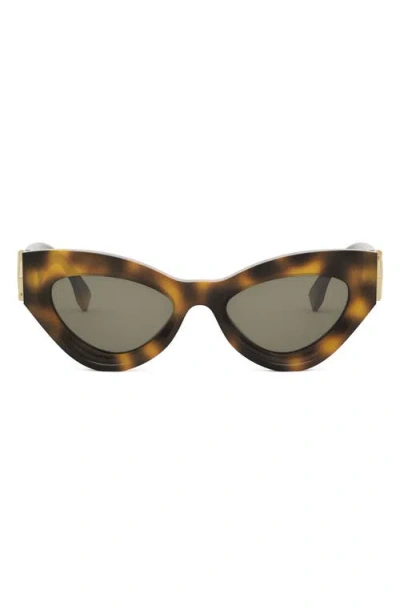 Fendi Ff Diamonds 52mm Cat Eye Sunglasses In Havana/gray Solid