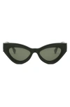 Fendi Ff Diamonds 52mm Cat Eye Sunglasses In Shiny Dark Green/green