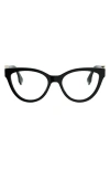 Fendi Ff Diamonds 54mm Cat Eye Optical Glasses In Black