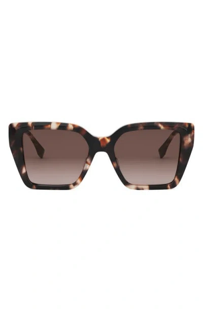 Fendi Ff Diamonds 54mm Gradient Square Sunglasses In Brown