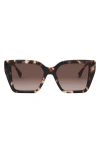 Fendi Ff Diamonds 54mm Gradient Square Sunglasses In Havana/gradient Brown